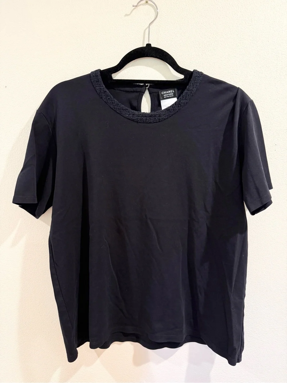 Chanel Tweed Collar Blouse Shirt top Navy Blue XXL